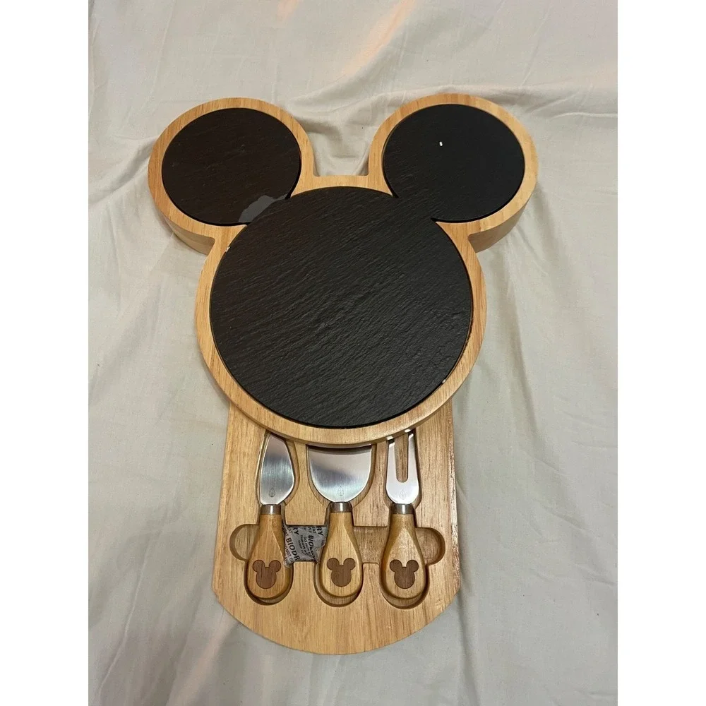 Disney Mickey Mouse Head Shaped Cheese Board With 3 Knife Set